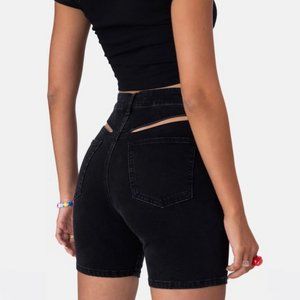 NWOT Adika Cut Out Biker Denim Shorts (S)